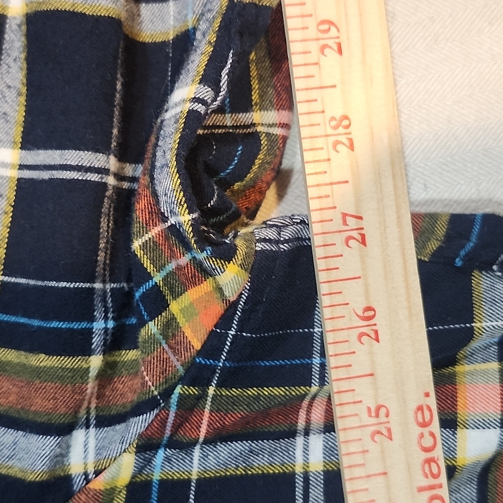 U.S. Polo Assn. Men's Plaid Thin Flannel Shirt -Navy and Orange Stretch Size 3XL - Picture 7 of 10